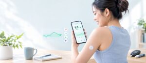 CGM sensor measuring glucose in interstitial fluid beneath the skin
